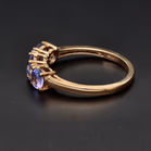 9ct Yellow Gold Three Stone Tanzanite & Diamond Ring