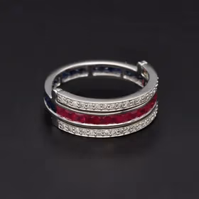 18ct White Gold Sapphire & Diamond Swing Ring