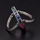 18ct White Gold Sapphire & Diamond Swing Ring