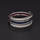 18ct White Gold Sapphire & Diamond Swing Ring