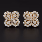18k Gold Flower Diamond Earrings