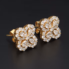 18k Gold Flower Diamond Earrings