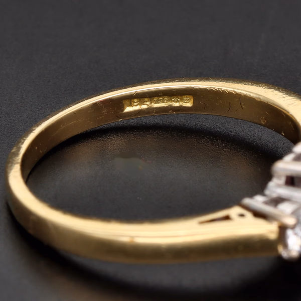18ct Gold Ruby & Diamond Three Stone Ring