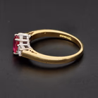 18ct Gold Ruby & Diamond Three Stone Ring