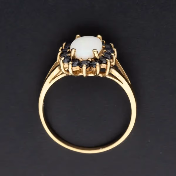 9ct Gold Ring Set with Opal and Sapphire