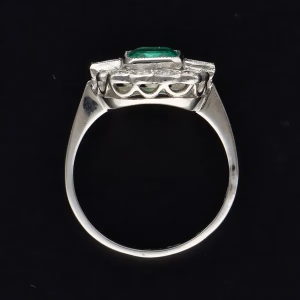 Platinum Emerald and Diamond Ring