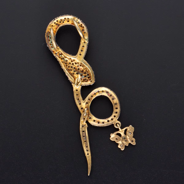 18ct Gold Vermeil Diamond Set Snake and Butterfly Pendant