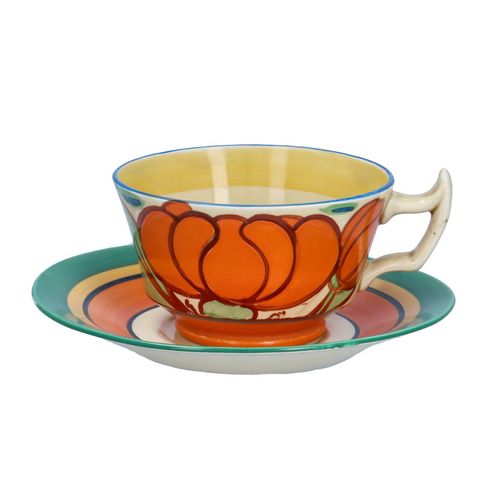 Clarice Cliff Orange Lily Athens Cup and Saucer image-2