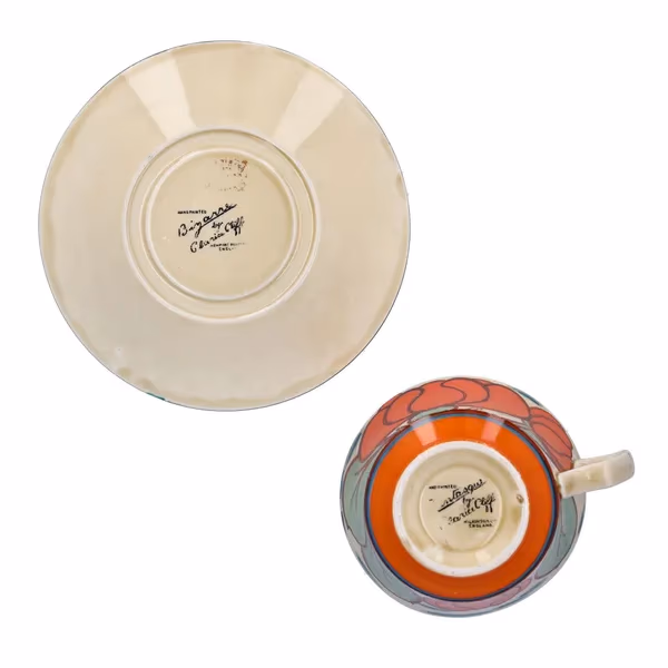 Clarice Cliff Orange Lily Athens Cup and Saucer