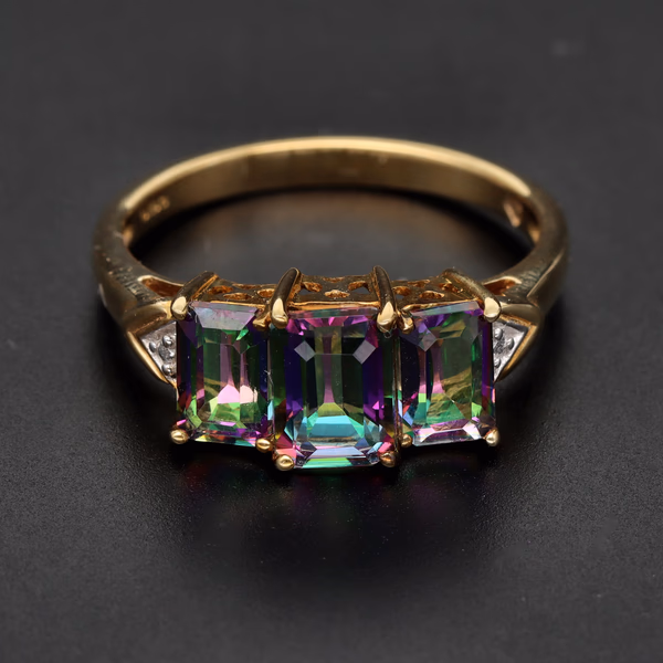 9ct Yellow Gold 2ct Topaz Three Stone Ring