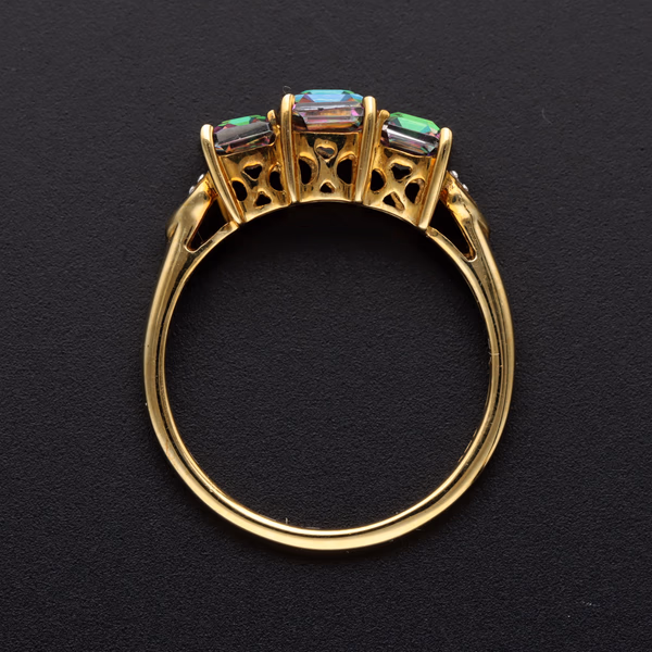 9ct Yellow Gold 2ct Topaz Three Stone Ring