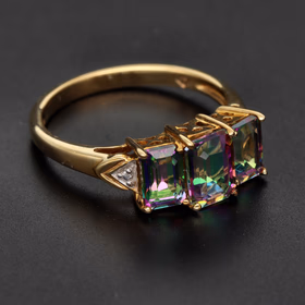 9ct Yellow Gold 2ct Topaz Three Stone Ring