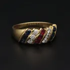 18ct Gold Diamond Ruby Sapphire Ring
