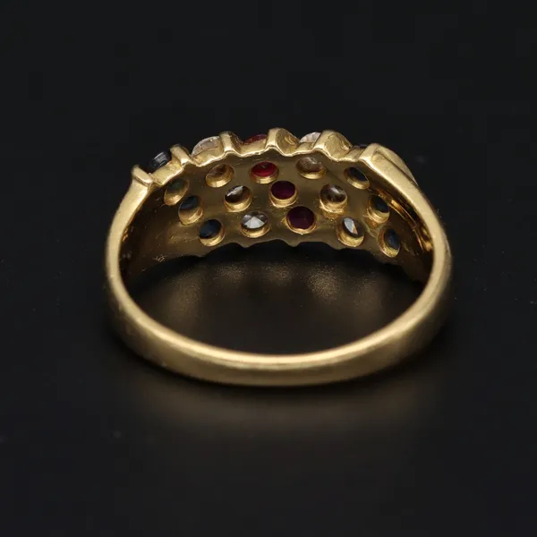 18ct Gold Diamond Ruby Sapphire Ring
