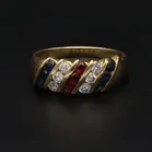 18ct Gold Diamond Ruby Sapphire Ring