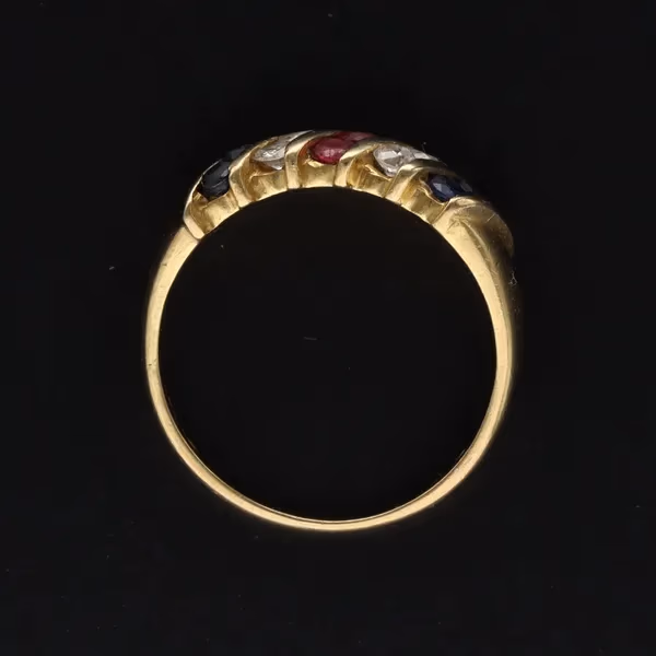 18ct Gold Diamond Ruby Sapphire Ring