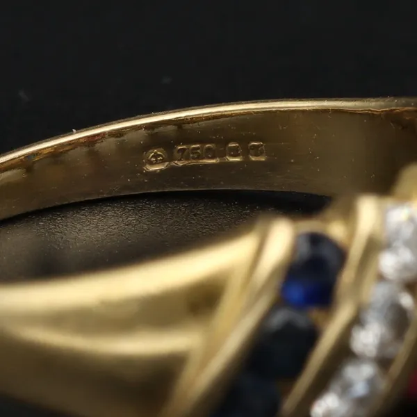 18ct Gold Diamond Ruby Sapphire Ring
