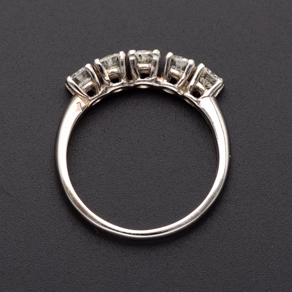 14ct White Gold 1.00ct Brilliant-Cut Diamond 5-Stone Ring