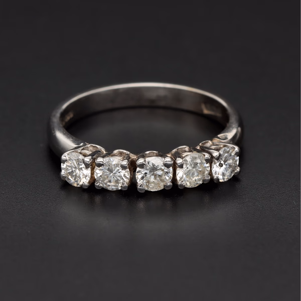 14ct White Gold 1.00ct Brilliant-Cut Diamond 5-Stone Ring