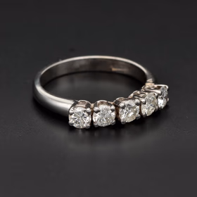 14ct White Gold 1.00ct Brilliant-Cut Diamond 5-Stone Ring
