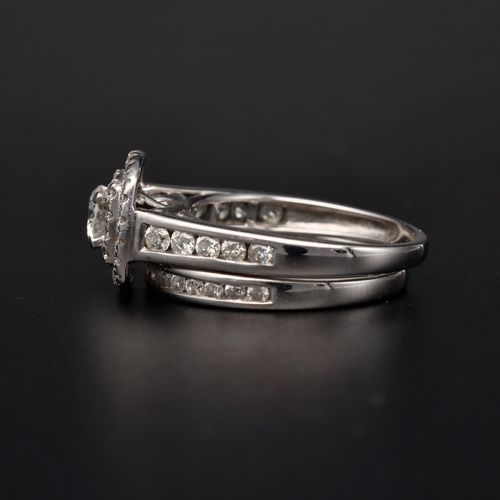 18ct White Gold Diamond Engagement and Wedding Ring image-3