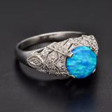 18ct White Gold Opal & Diamond Ring