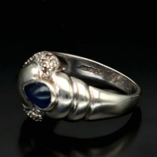White Gold Sapphire, Diamond Heart Shape Ring image-5