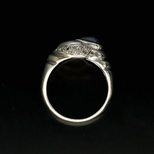 White Gold Sapphire, Diamond Heart Shape Ring image-6