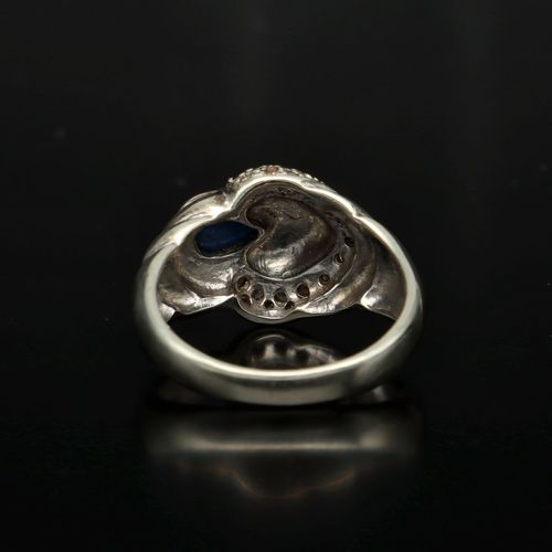White Gold Sapphire, Diamond Heart Shape Ring image-4