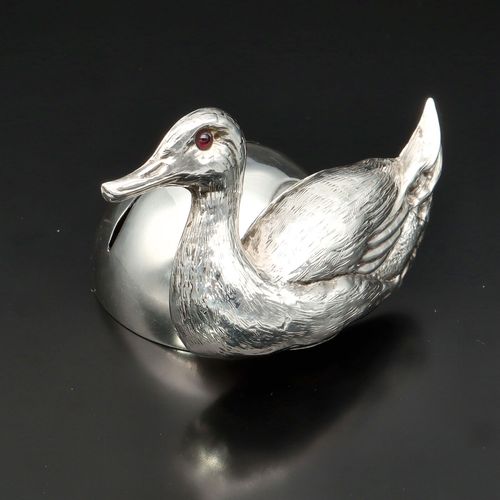 Edwardian Solid Silver Duck Menu Holder image-1