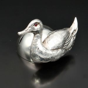 Edwardian Solid Silver Duck Menu Holder
