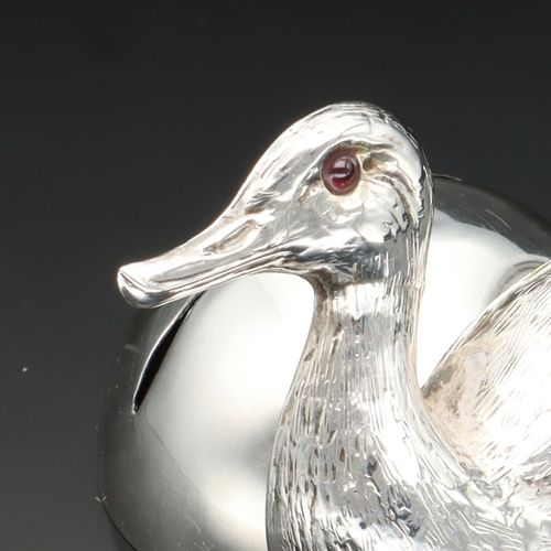 Edwardian Solid Silver Duck Menu Holder image-2
