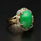 18ct Gold Jade and Diamond Ring