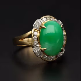 18ct Gold Jade and Diamond Ring
