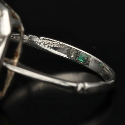 Platinum Chatham Emerald and Diamond Ring image-4