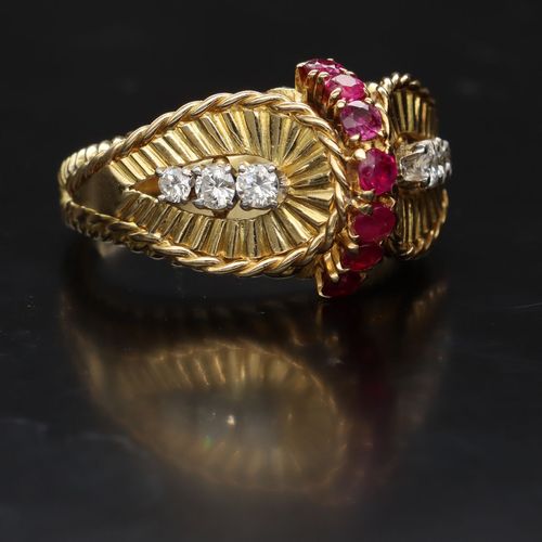 Vintage 18ct Gold Ruby and Diamond Ring image-1