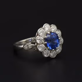 Platinum Sapphire and Diamond Ring