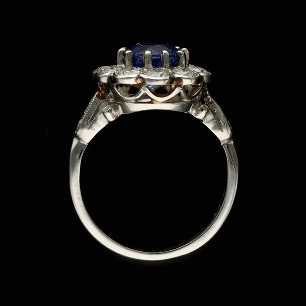 Platinum Sapphire and Diamond Ring