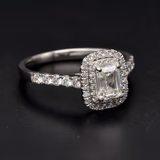 Platinum Emerald Cut Diamond Cluster Ring
