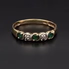 9ct Yellow Gold Emerald & Diamond Ring