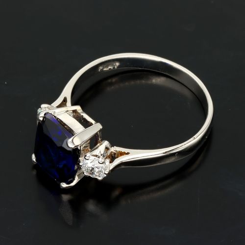 Platinum Sapphire and Diamond Ring image-3