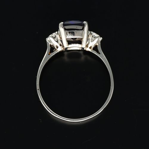 Platinum Sapphire and Diamond Ring image-6