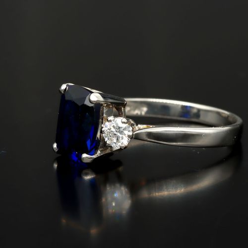 Platinum Sapphire and Diamond Ring image-4