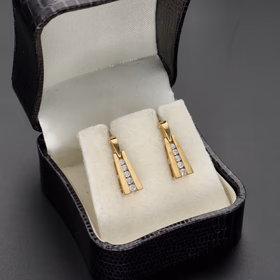 9ct Gold Diamond Drop Earrings
