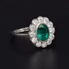 Platinum Emerald & Diamond Ring