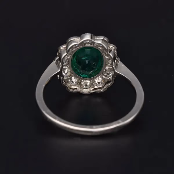 Platinum Emerald & Diamond Ring