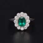 Platinum Emerald & Diamond Ring