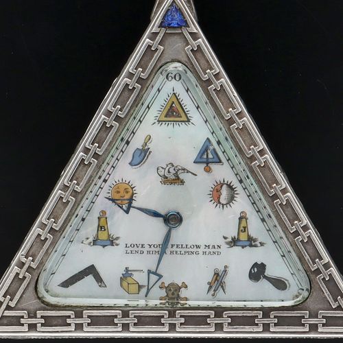Silver Masonic Pocket Watch image-3