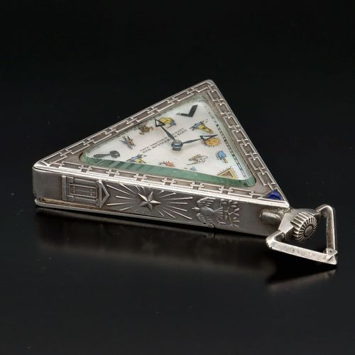 Silver Masonic Pocket Watch image-4