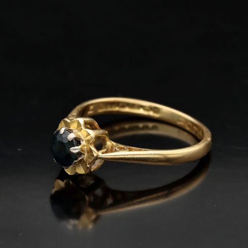 Retro 18ct Gold Sapphire Ring Birmingham 1970 image-3